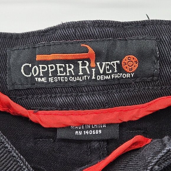 Copper Rivet Distressed Zipper Jeans Black Men’s Size 44x31 Punk Goth Moto Edgy - Picture 6 of 12